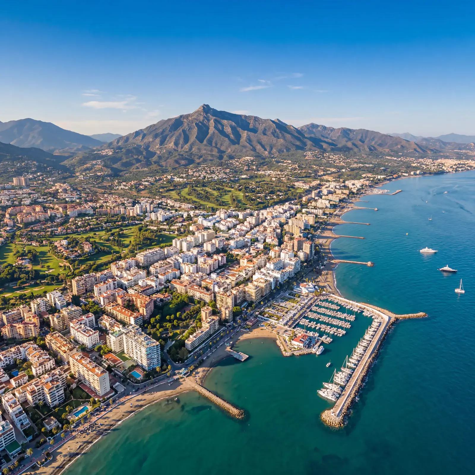 Marbella coastline, golf and marina